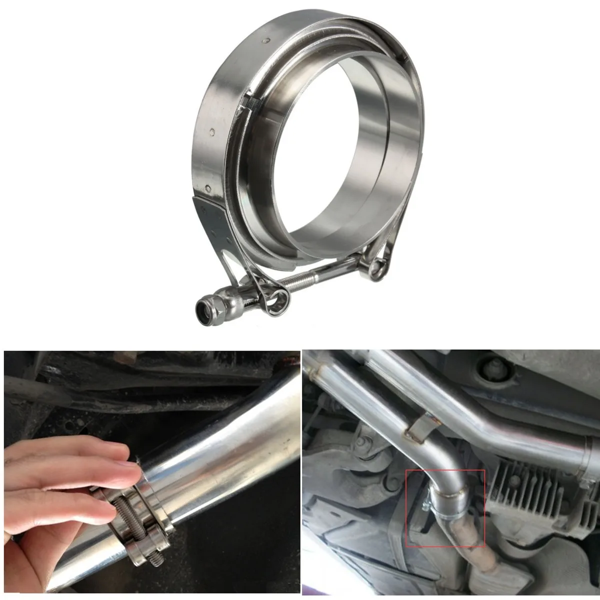 

2.5 inch 63mm Universal Car Exhaust Turbo Down Pipe Flanges V-Band V Bands Clamp Hoop Stainless Steel Clamps Flanges