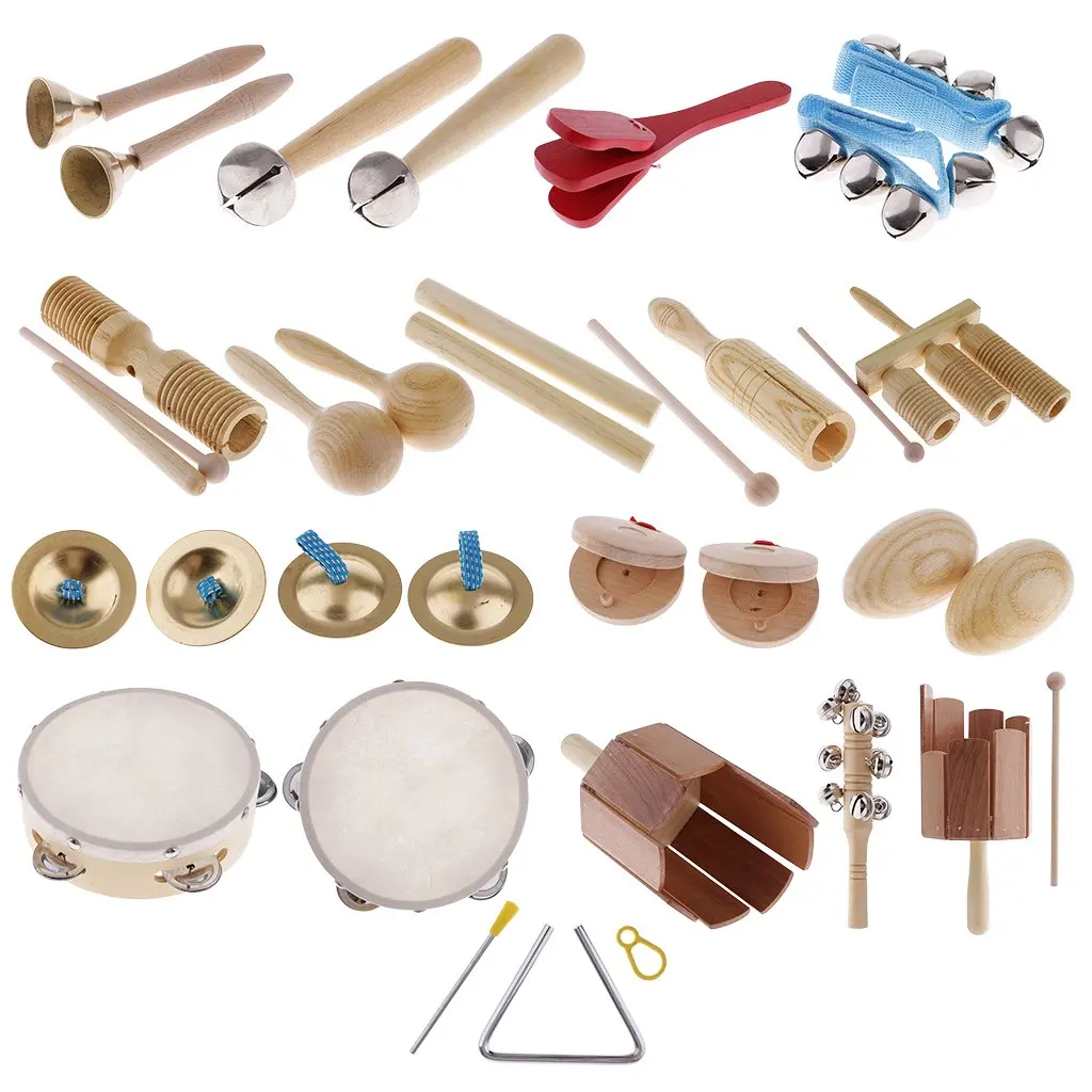 28pcs Set Wooden Kids Baby Musical Instruments Toys Children Toddlers Percussion 