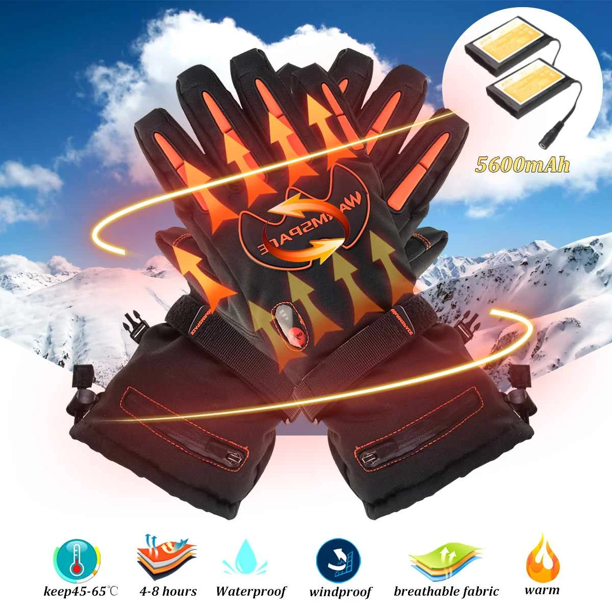 

Electric Heated Gloves 11200mAh Rechargeable Battery 7.4V Winter Hands Warmer Full Finger T ouchscreen For Motorcycle Skiing