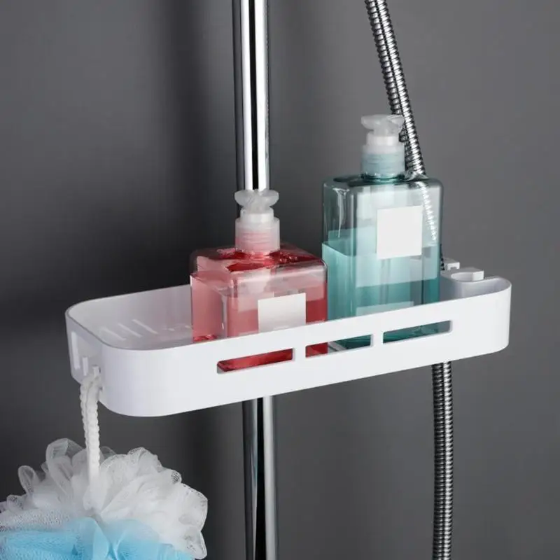 ABS Bathroom Shower Rack Adjustable Shower Rod Soap Pallet Slide Bar