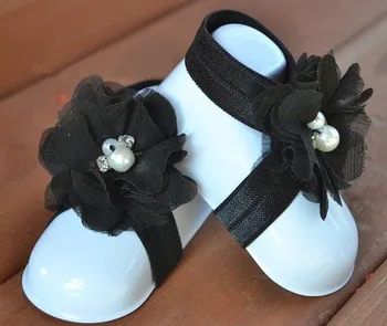 

20167 Wholesale newborn pearl flower barefoot sandals childrenshoes flower footwear for Photography props 200pcs=100pairs/lot