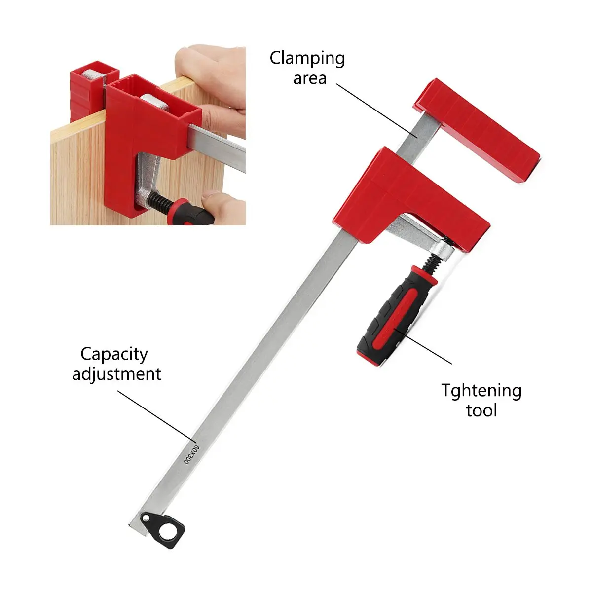 8/12/16/24 Inch F Parallel Clamp Heavy 80mm Depth F Clamp Woodworking Clamp Adjustable DIY Wood Car