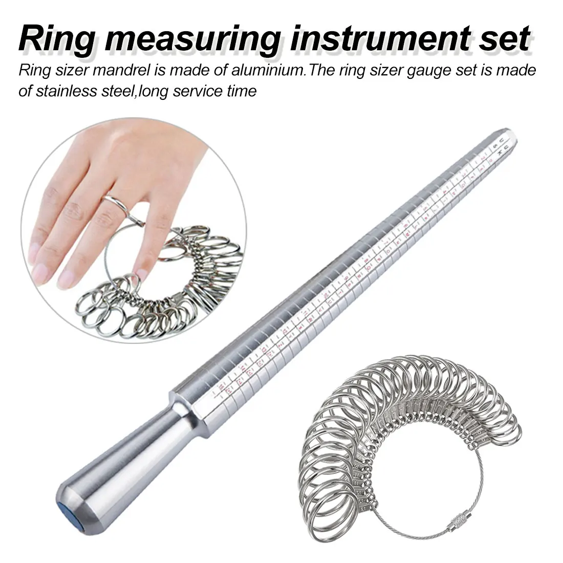 

Useful Standard Jewelry Tool Silver Ring Size 33 Different Sizes Metal Ring Measuring Tool Finger Ring Sizer Measure Gauge