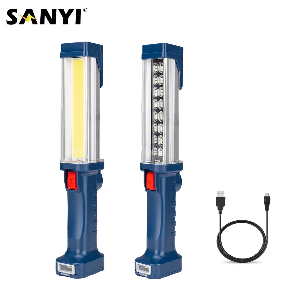 

COB LED Flashlight Magnetic Work Light USB Rechargeable Torch Swivel Hook Hanging Lamp Power Bank For Car Repairing Maintenance