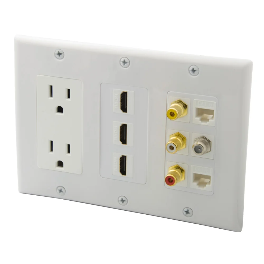 3 банды декоративный стиль порта HDMI RCA 2 CAT6 RJ45 F RG6 ТВ Два американский