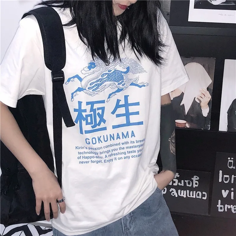 

Vintage O Neck Letter Print Women T-shirt 2019 Fashion Casual Short Sleeve Loose Spring Summer Couple Tees Pullovers