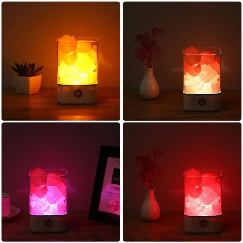 

USB Novelty Lighting Crystal Led Light Salt Lamp Air Purifier Mood Creator Indoor Warm Light Portable Lamp Bedroom Lava Lamp