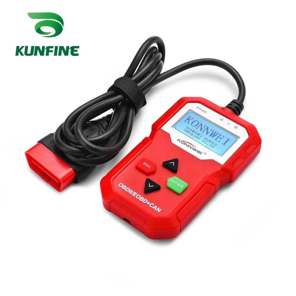 Лучший ODB OBD2 автомобильный диагностический сканер KW590 многоязычный на русском