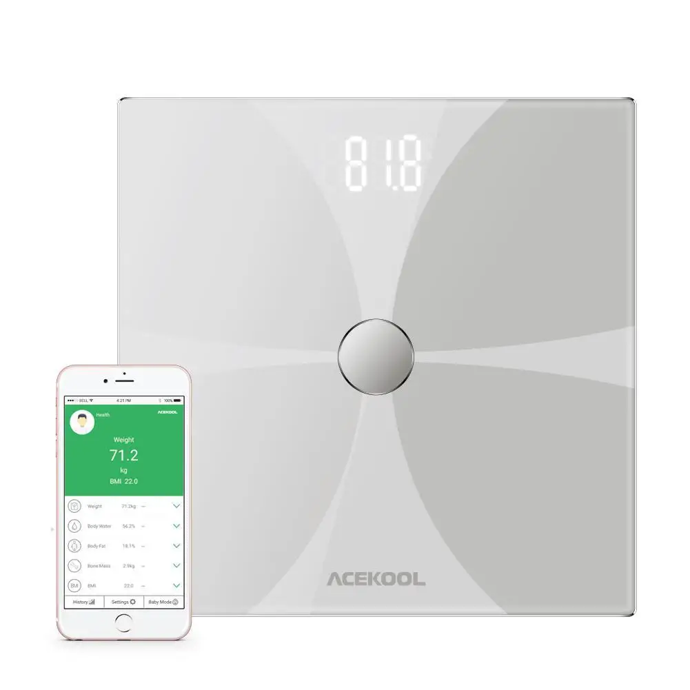

Adeeing Bluetooth Body Fat Scale Smart Wireless Digital Bathroom Scale Large Backlit Lcd High-precision Measurements