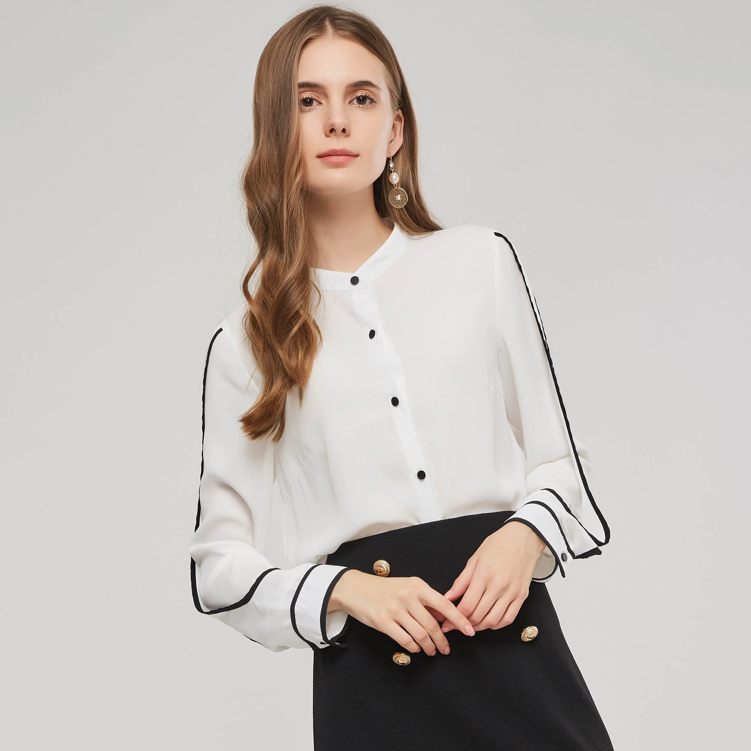 black and white blouse plus size