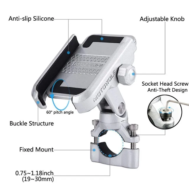 US $16.96 Universal Motorcycle Bike Scooter ATV 1930MM Handlebar Rearview Mirror Mobile Phone Holder Stand M