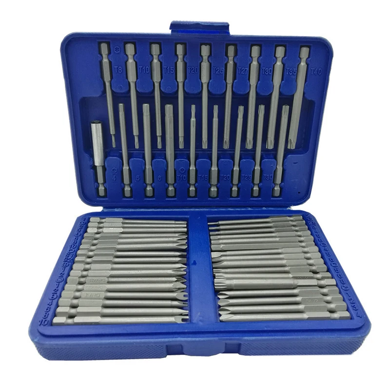 

50Pcs/Set Precision Silver Extra Long Bit Star Hex Slotted Screwdriver Repair Hand Tool T8-T40 Home Garden Adult Men Women Use