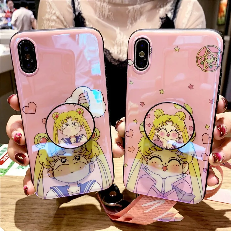 

Cute Sailor Moon Phone Cases For iphone 6 6S 7 7plus 8 XR Coque For iPhone X 8 Plus XS MAX Pink anime Sailor Moon Cover Case