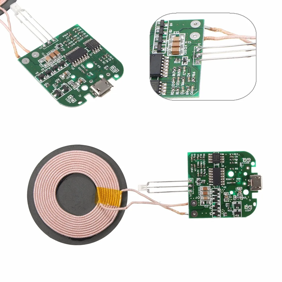 

Qi Wireless Charger PCBA Circuit Board Coil Wireless Charging Micro USB Port DIY quick charge drop shopping