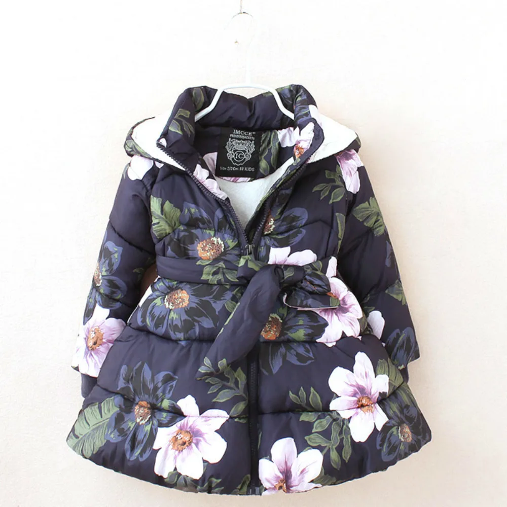 

2019 Winter New Fashion Children Jackets Kids Floral Printed Outerwear & Coats Thick Fleece Warm Children Clothing