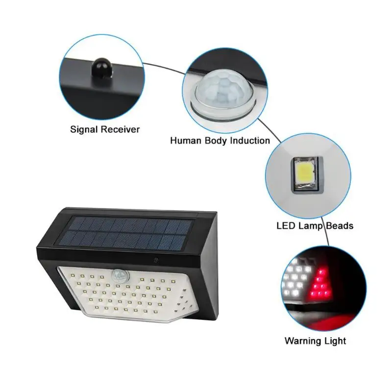 

80 LED 3 Mode Rechargeable Wireless Remote Control Solar Light with Induction Mode 500LM Alarm Lamps 2019 New Outdoor Lighting