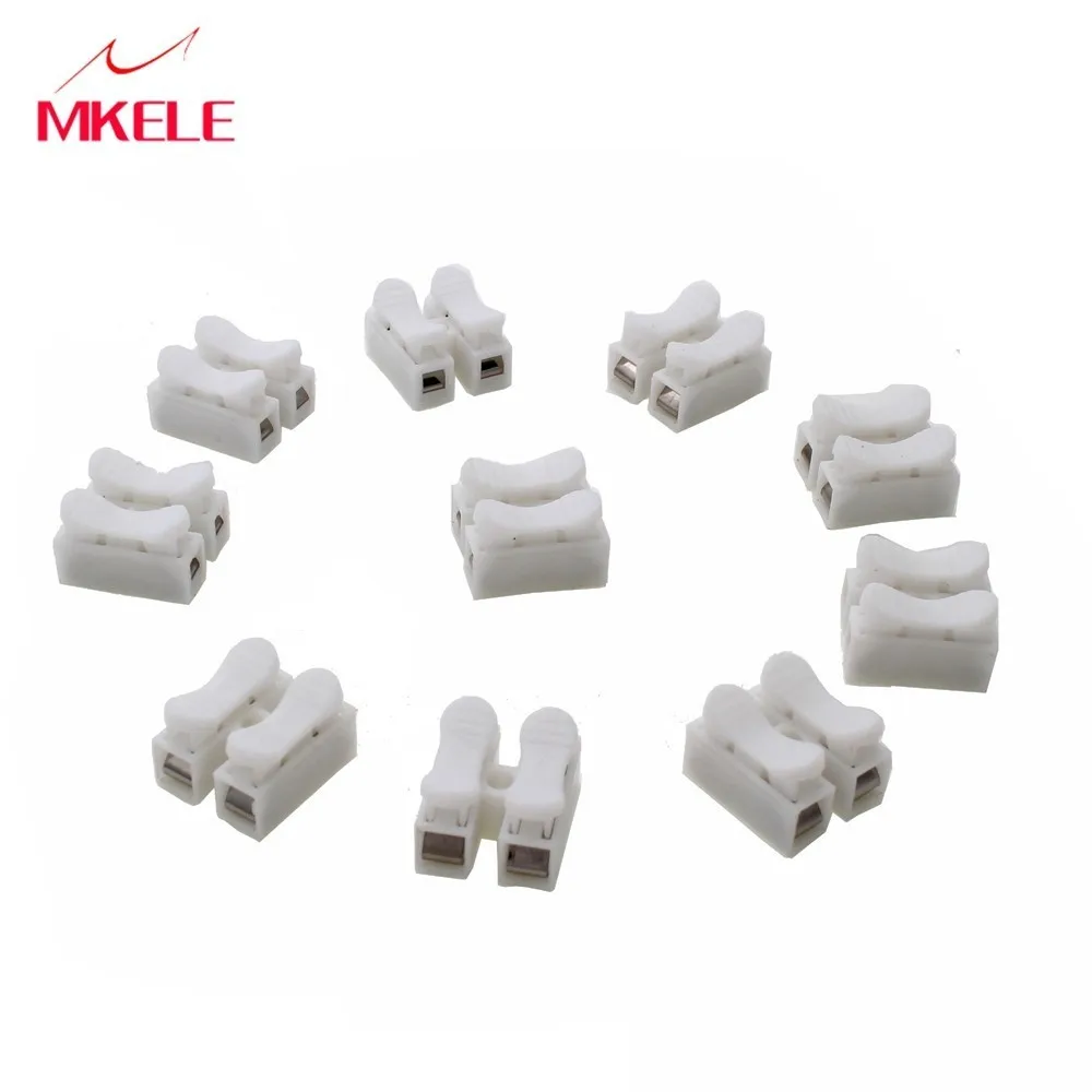 

100pcs/lot CH-2 2p G7 Spring Wire Quick Connector 2 Way Easy Fit Led Strip Splice Cable Clamp Terminal With No Welding No Screws