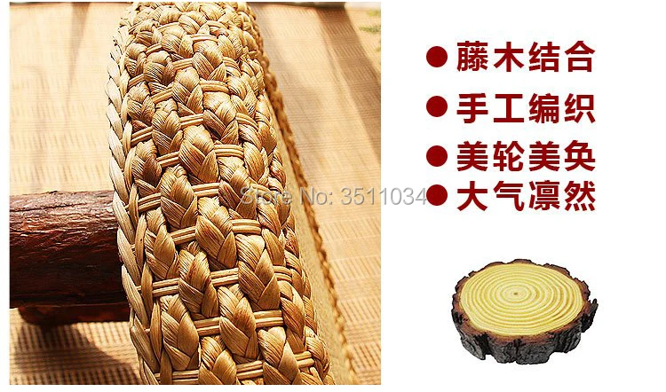 Asia style Japanese style Rattan Round Table Traditional Asian Furniture for balcony Living Room Low Floor Coffee Table Wooden