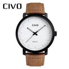 CIVO 2019 New Fashion Mens Watches Top Brand Waterproof Watches Quartz Analog Clock Leather Wrist Watches Relogio Masculino цена CIVO 2019 New Fashion Mens Watches Top Brand Waterproof Watches Quartz Analog Clock Leather Wrist Watches Relogio Masculino цены онлайн