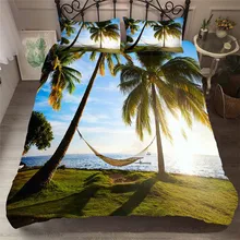 Bedding Set 3D Printed Duvet Cover Bed Set Beach Coconut Tree Home Textiles for Adults Lifelike Bedclothes with Pillowcase #HL13 beach style dusk coconut tree pattern square shape pillowcase