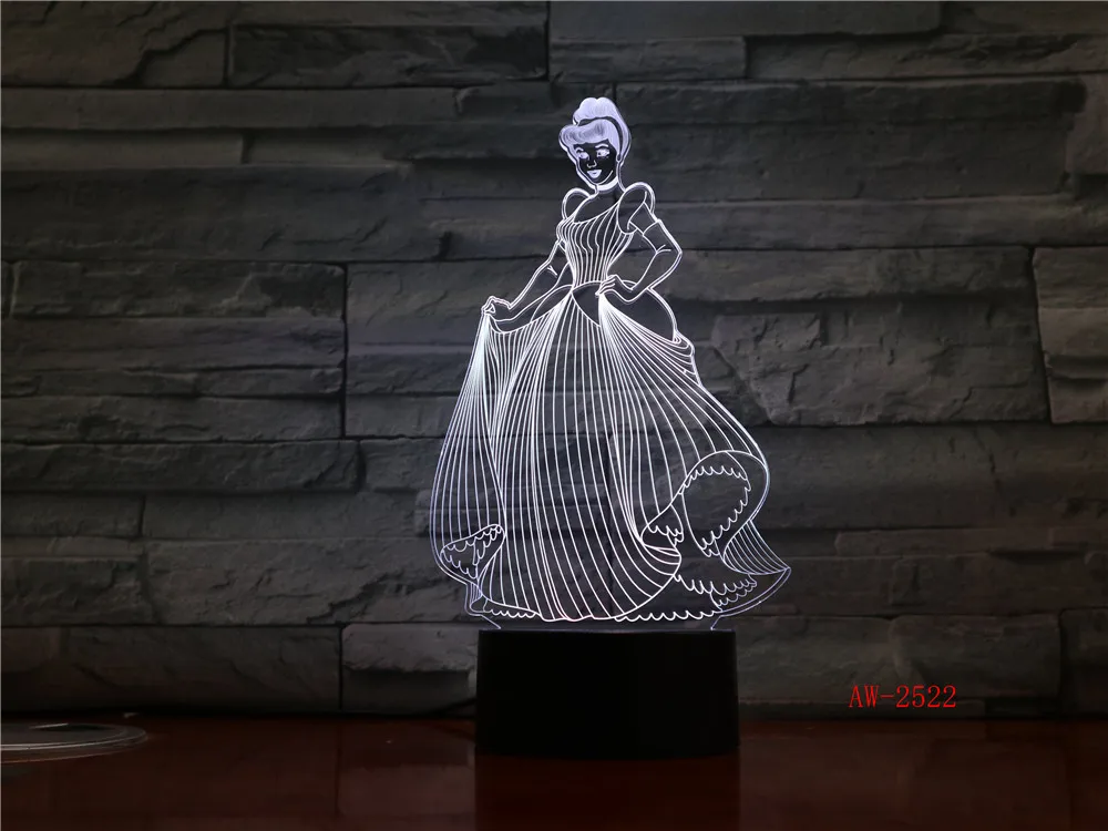 Фигурка принцессы Cindirella Usb 3d светодиодный ночсветильник украшение для девочек