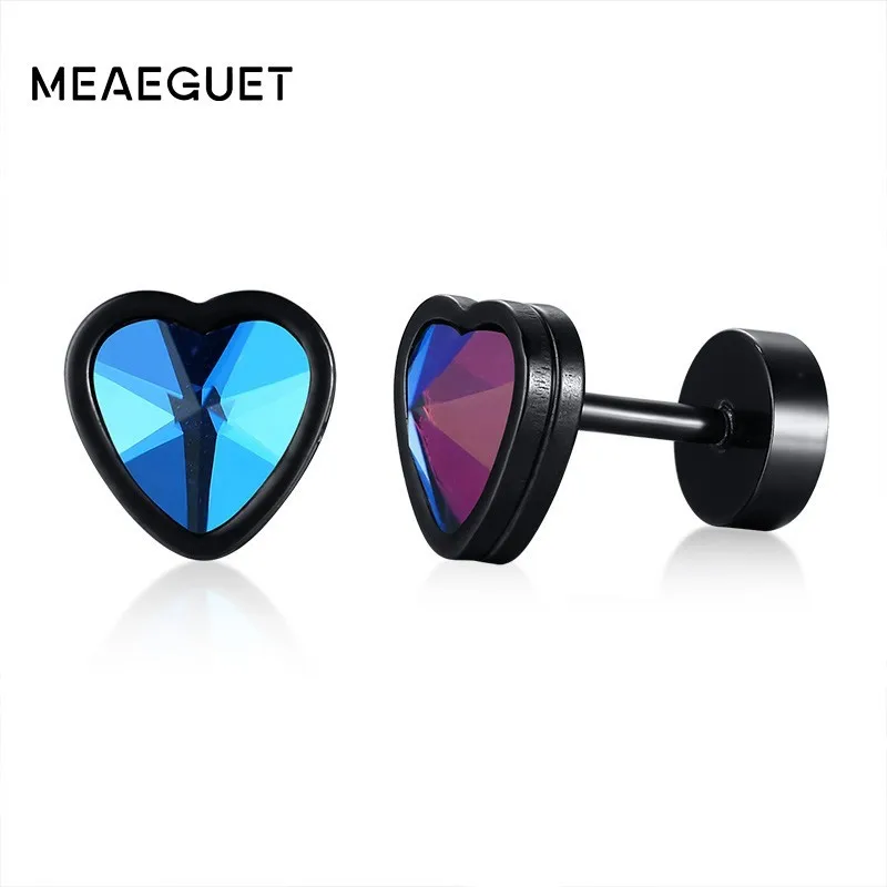 

Heart Earrings Push Back Stud Earring Women Girls Stainless Steel Crystal CZ Stone Orecchini Brinco Love Jewelry