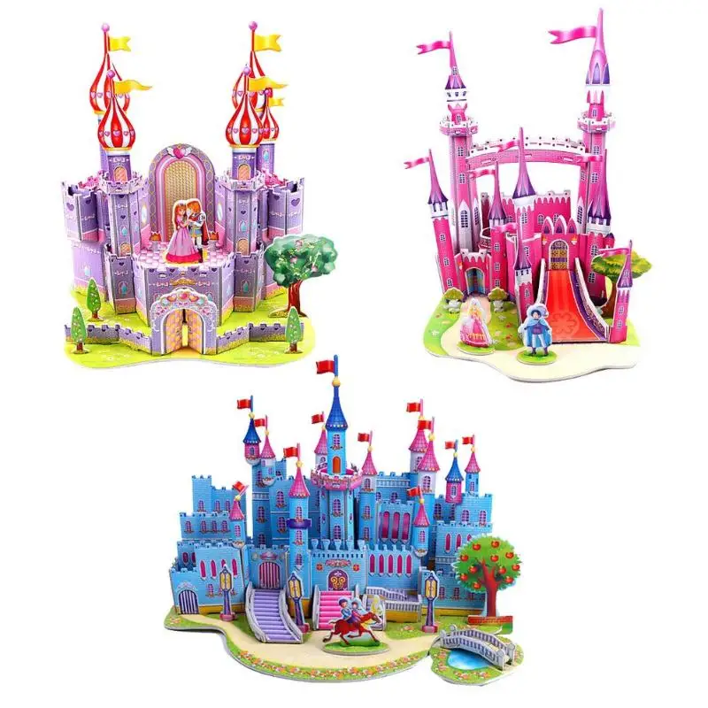 Handmade Toy Gift Funny Beauty Constructin 3D DIY Fairytale Castle Puzzle Baby Children Kids Educational Jigsaw Toy Kindergarten