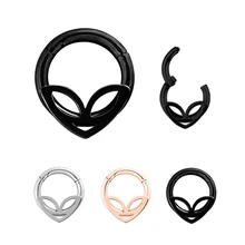 Стальные шарнирные кольца для носа с милым рисунком лица, кликер, кольцо для хряща, 1,2*8 мм, пирсинг для носа, ювелирные изделия для тела, 1 шт