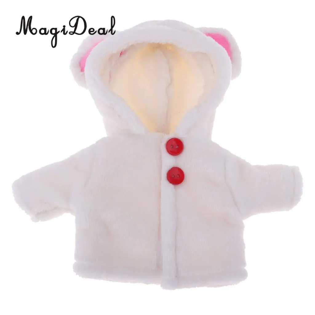 Милое плюшевое пальто с ушками, шапка для 25 см Mellchan Baby Doll, аксессуары для одежды, белый цвет