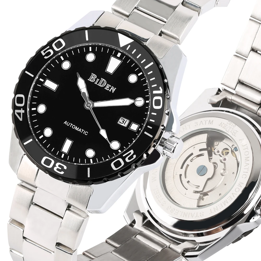 

Automatic-self-winding Mechanical Watches Calendar Function Mechanical Watch Stainless Steel Band Business Style Clock reloj