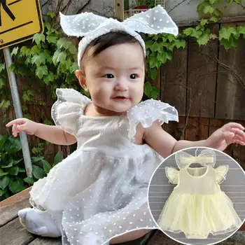 

Kidlove Jumpsuit Hairband Dress Set New Born Baby Girl Infant Dress Clothes Summer Kids Party Birthday Outfits Set