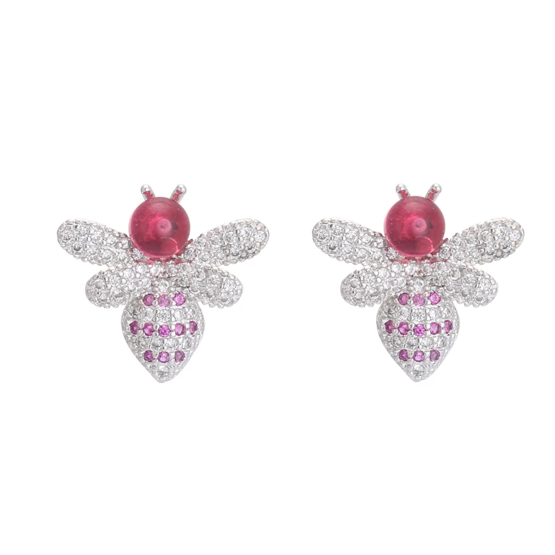 

REETI 925 Sterling Silver bee zircon Stud Earrings For Women Trend Personality Lady Fashion Jewelry