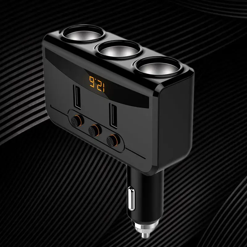 Автомобильное автомобильное зарядное устройство с 3 портами USB двойной адаптер