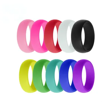 

8mm New 10pcs Multi Color Environmental Sport Movement Solid Unisex Silicone Cool Rings Couple's Flexible Rubber Rings Gift