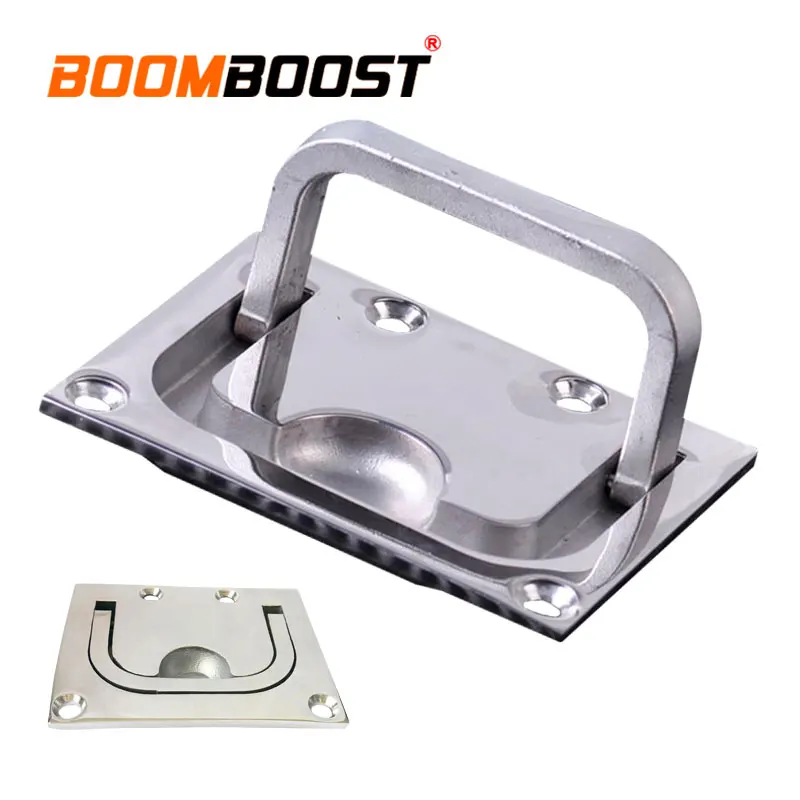 

1Pc Silver Square Buckle Cabinet Lift Pull Handle Flush Hatch Locker Boat Marine For Marine Yacht Hardware 316 Stainless Steel