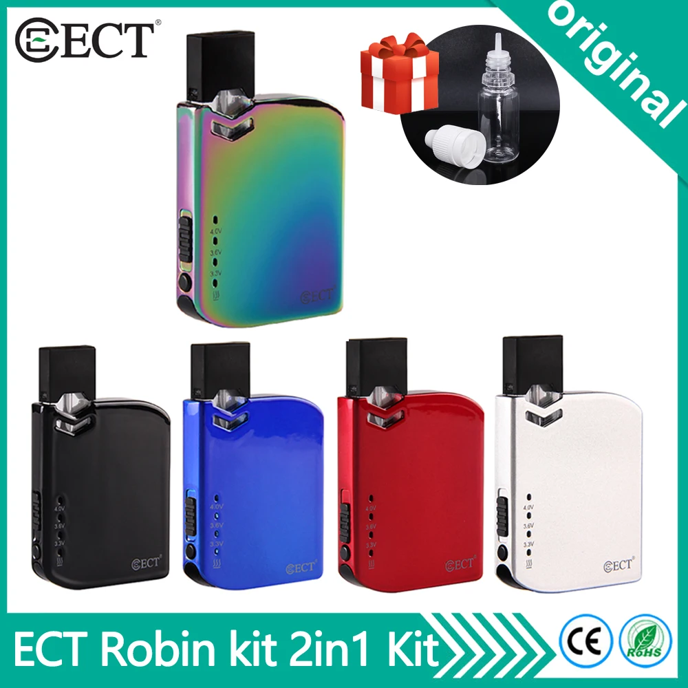 

Original Electronic Cigarette ECT Robin Vape Kit 2 in 1 Pod System Vaporizer Vape Pen With 0.5ml Pod Cartridge For Thick Oil