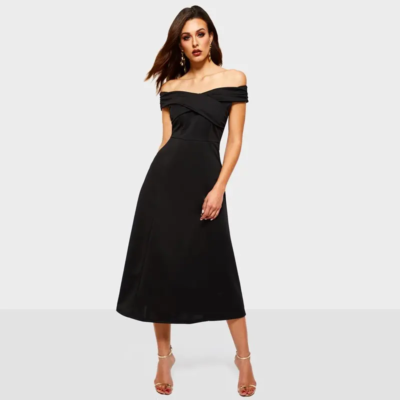 black casual midi dress
