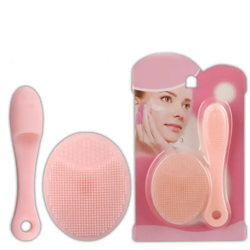 

2Pcs Massage Facial Exfoliation Cleaning Brush Soft Facial Cleansing Devices Tools Face Scrub Washing Brush Skin Care Set