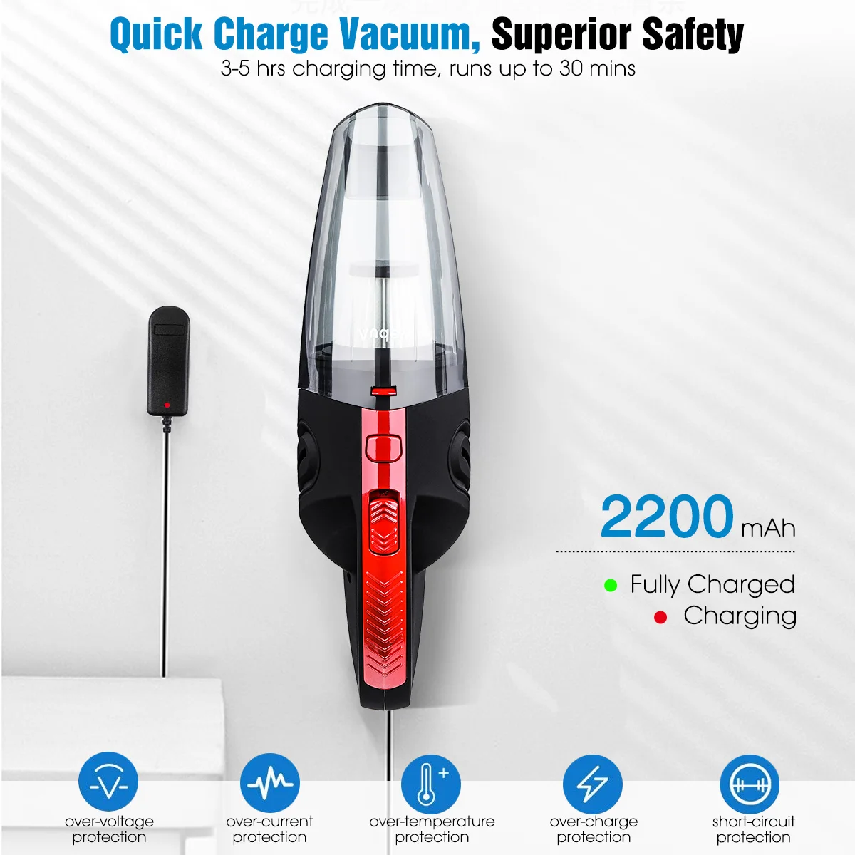 

120W 12V 3500PA Car Vacuum Cleaner Cordless Portable Handheld Vacuum Car Home Lightweight Cordless Rechargeable Wet Dry Vaccum