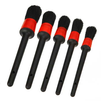

5pcs Boar Hair Car Cleaning Detailing Brushes Set Multi-Function Wheel Air Vent Trim Accessories