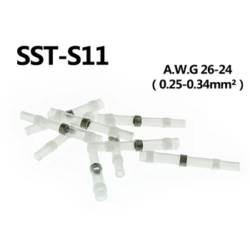 

100pcs SST-S11 AWG26-24 Seal Heat Shrink Butt Wire Connectors Terminals 0.25-0.34mm White Solder Sleeve Waterproof
