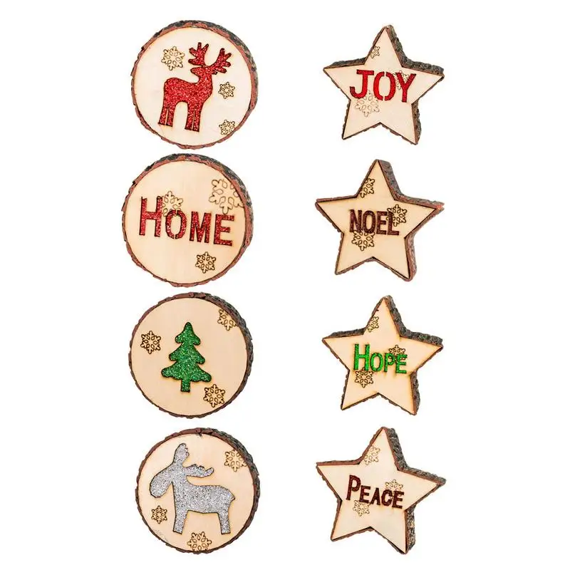 

Christmas Wooden Stars Shaped Small Pendant Wooden String Ornaments Christmas Wooden Lights