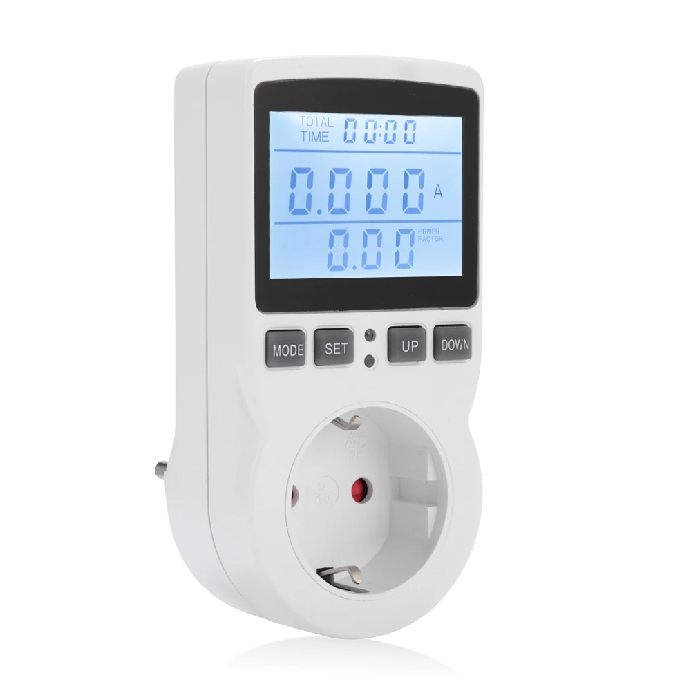 

Power Meter Socket LCD Display Wattmeter Wall Socket 250V Current, Voltage, Electricity Measurement With Overload Alarm