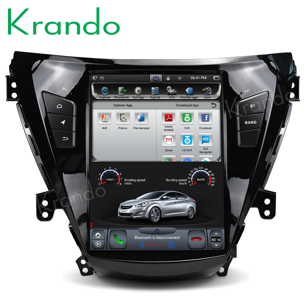 Flash Deal Krando Android 8.1 10.4" Tesla Vertical car dvd audio player For Hyundai Elantra 2011-2013 gps navigation multimedia play store 4