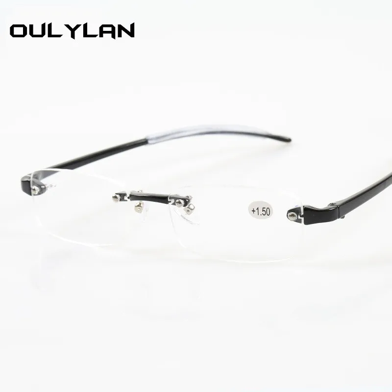 Очки для чтения Oulylan TR90 без оправы мужчин и женщин очки дальнозоркости с