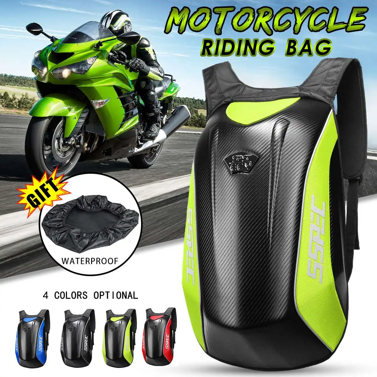 

Universal Motorcycle Bag Riding Racing Storage Bags Motorbike Helmet Backpack Carbon Fiber Waterproof