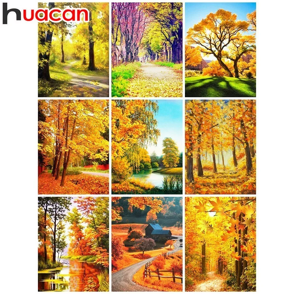 

Huacan Diamond Painting Autumn Full Square Diamond Embroidery Landscape Picture Of Rhinestone 5D DIY Mosaic Decor Home