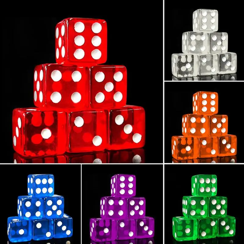 

10pcs 16mm Cubic Transparent Colorful Exquisite Dice Collection Decoration Game Dice High Quality Dices #1229