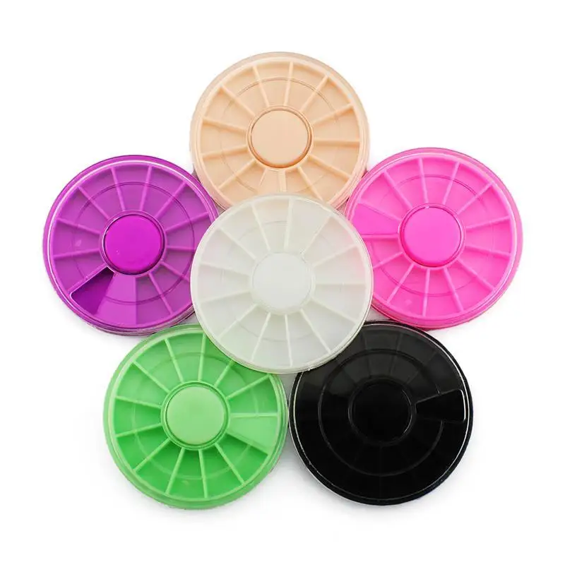 

Nail Tools 6 Colors Nail Art Decorations 12 Grid 6 * 6cm Disc Green Black White Rose Pink Purple Round Box Nail Tools JH127