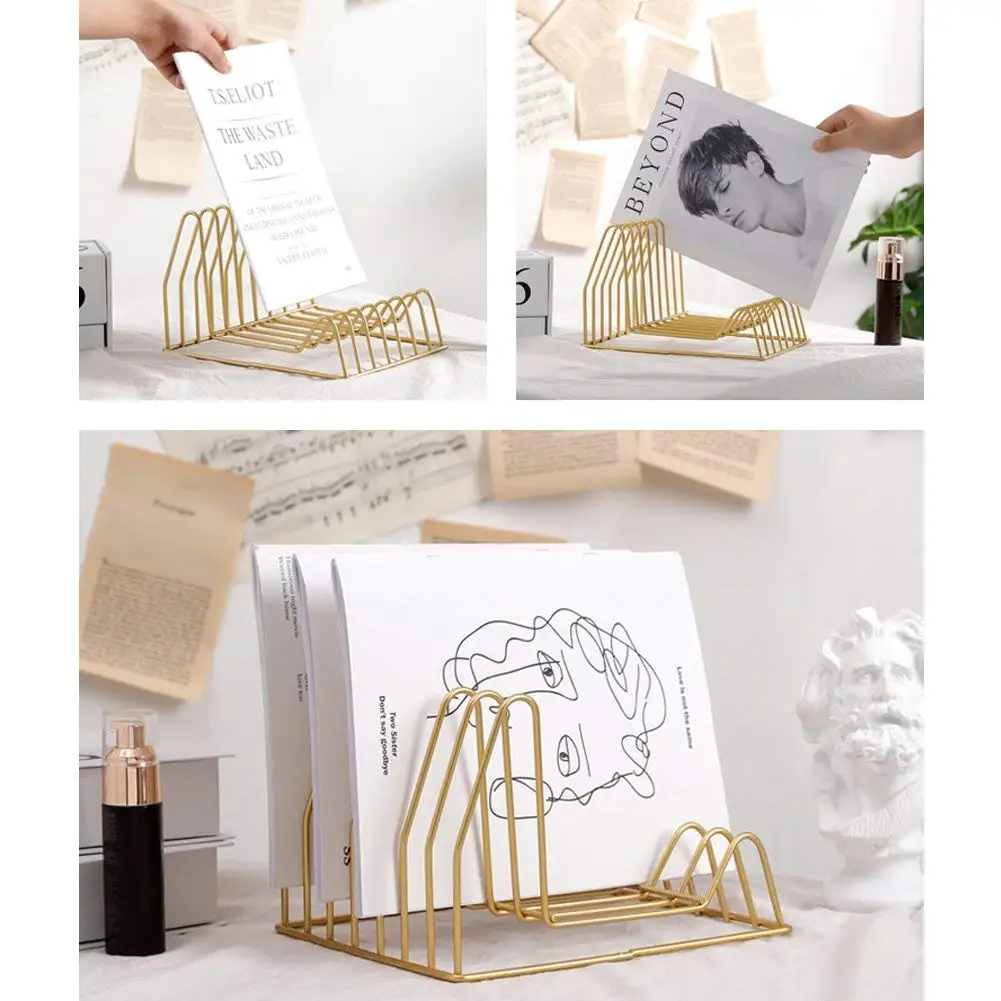 

Vintage Magazine Holder & Book Rack, Vintage Hill Desktop File Organizer Iron Art Desktop Storage Rack Bookshelf For Office Ho